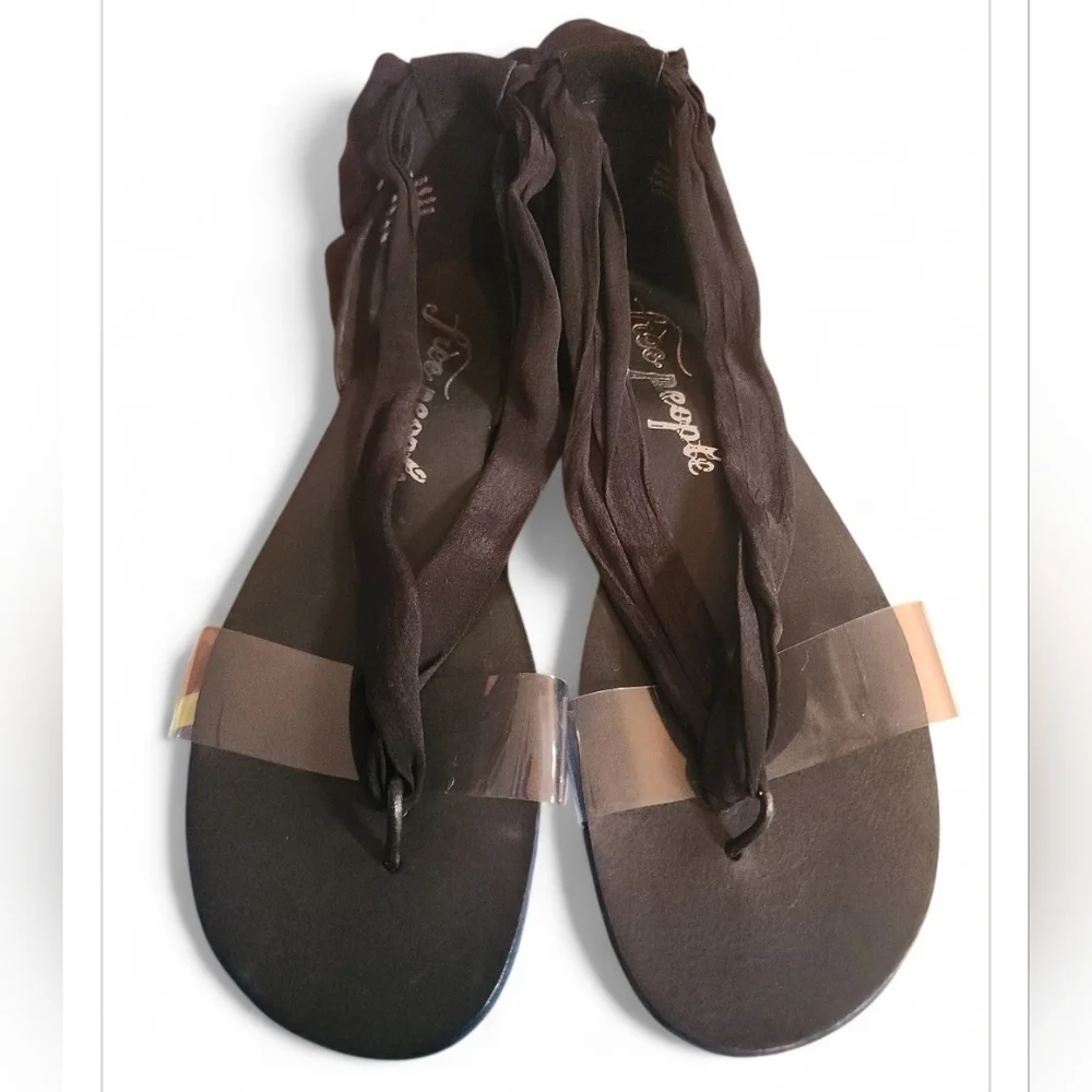 Free People Barcelona Wrap Palm Sandals Black suede Black Ankle Wrap Material 8